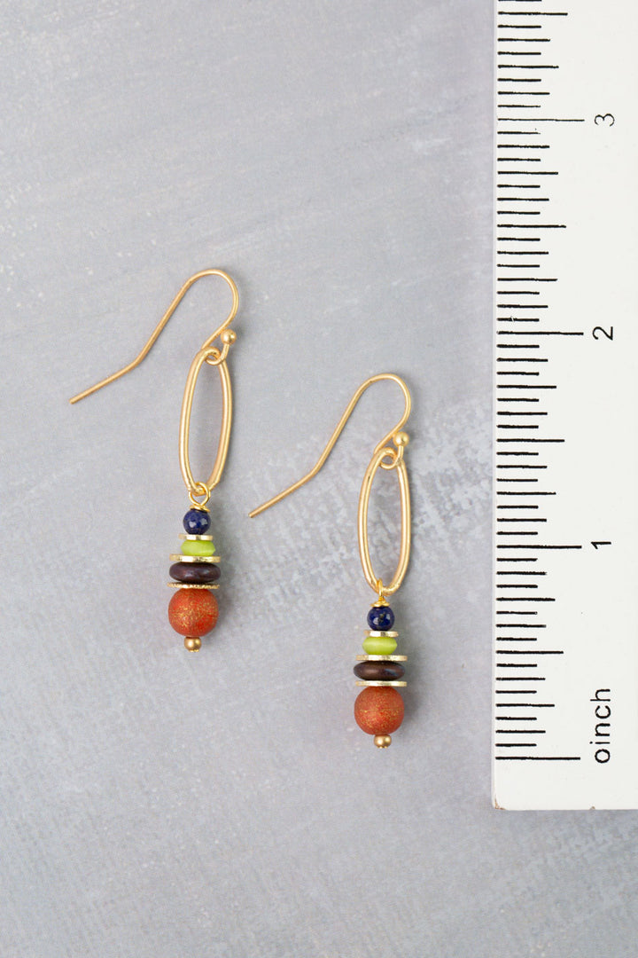 Prosperity Czech Glass, Jade, Lapis Dangle Earrings