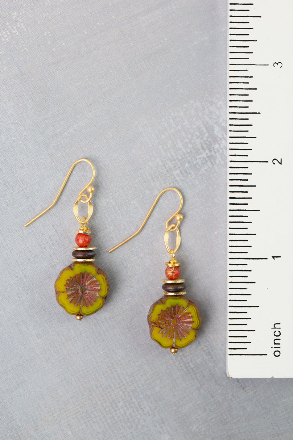 Prosperity Czech Glass Flower Simple Earrings