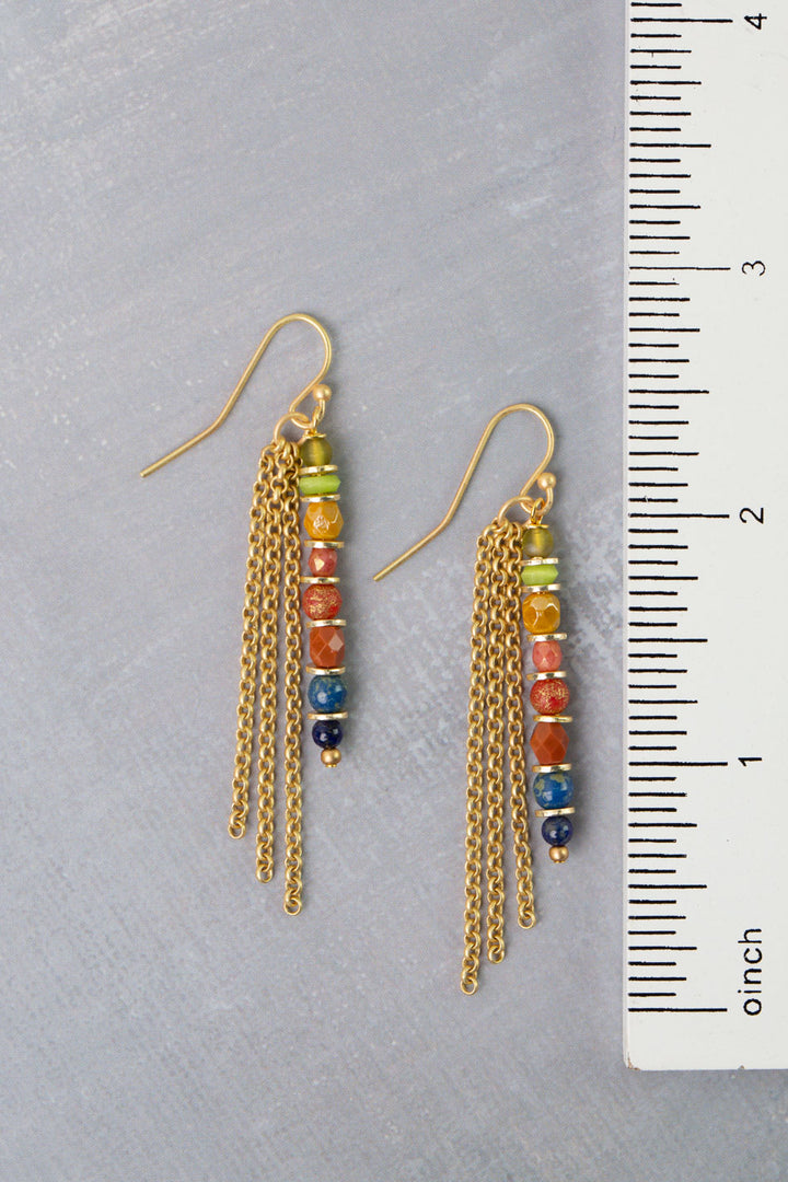 Prosperity Czech Glass, Lapis Tassel Earrings