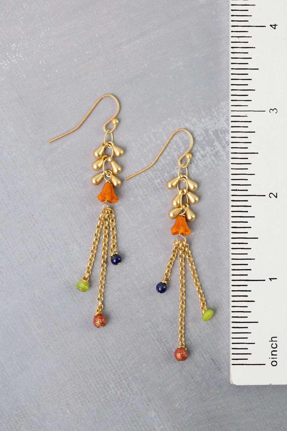 Prosperity Czech Glass, Lapis Tassel Earrings