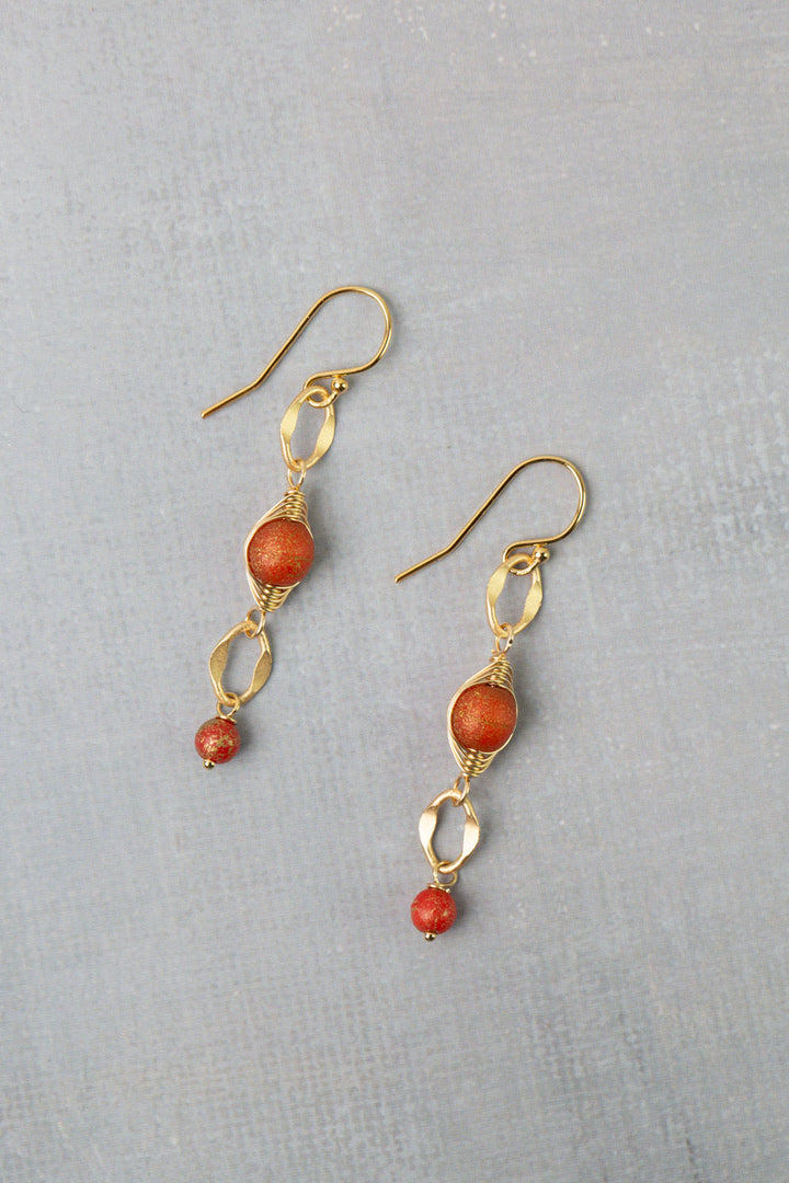 Prosperity Czech Glass Herringbone Earrings