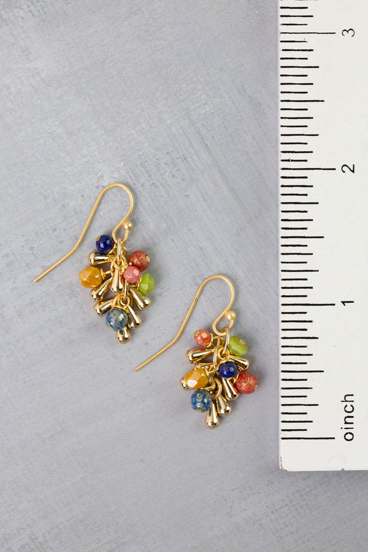Prosperity Lapis, Czech Glass Cluster Earrings