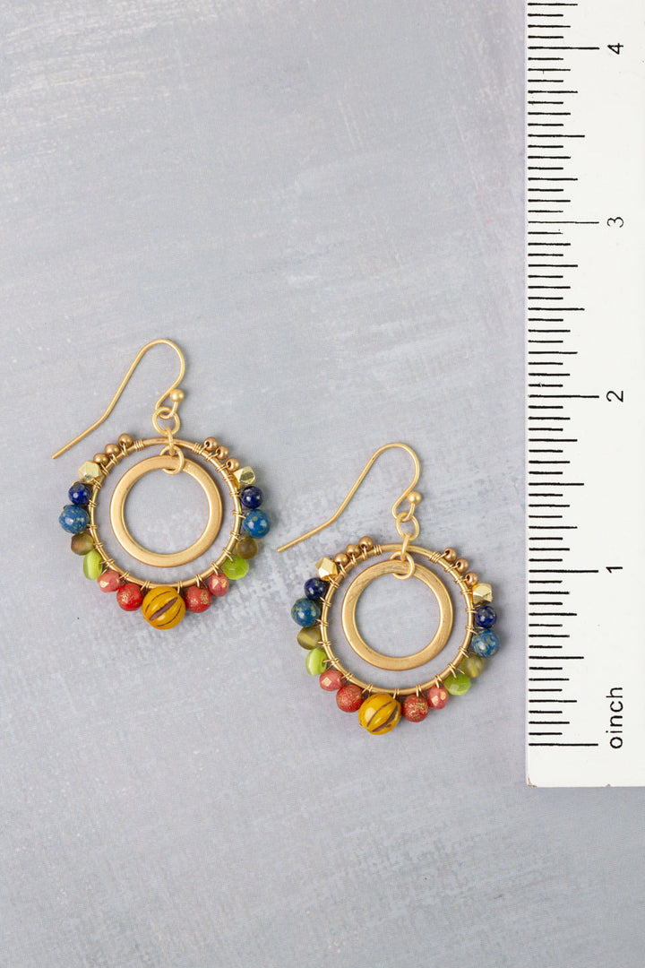 Prosperity Lapis, Czech Glass, Jade Hoop Earrings