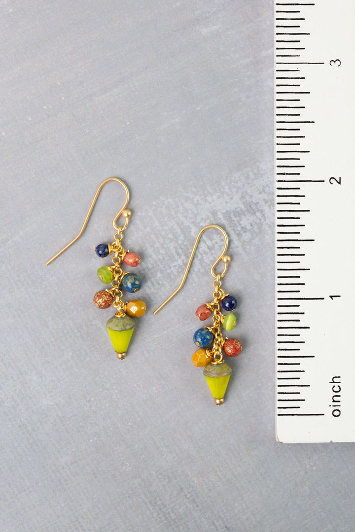 Prosperity Lapis, Czech Glass, Jade Cluster Earrings