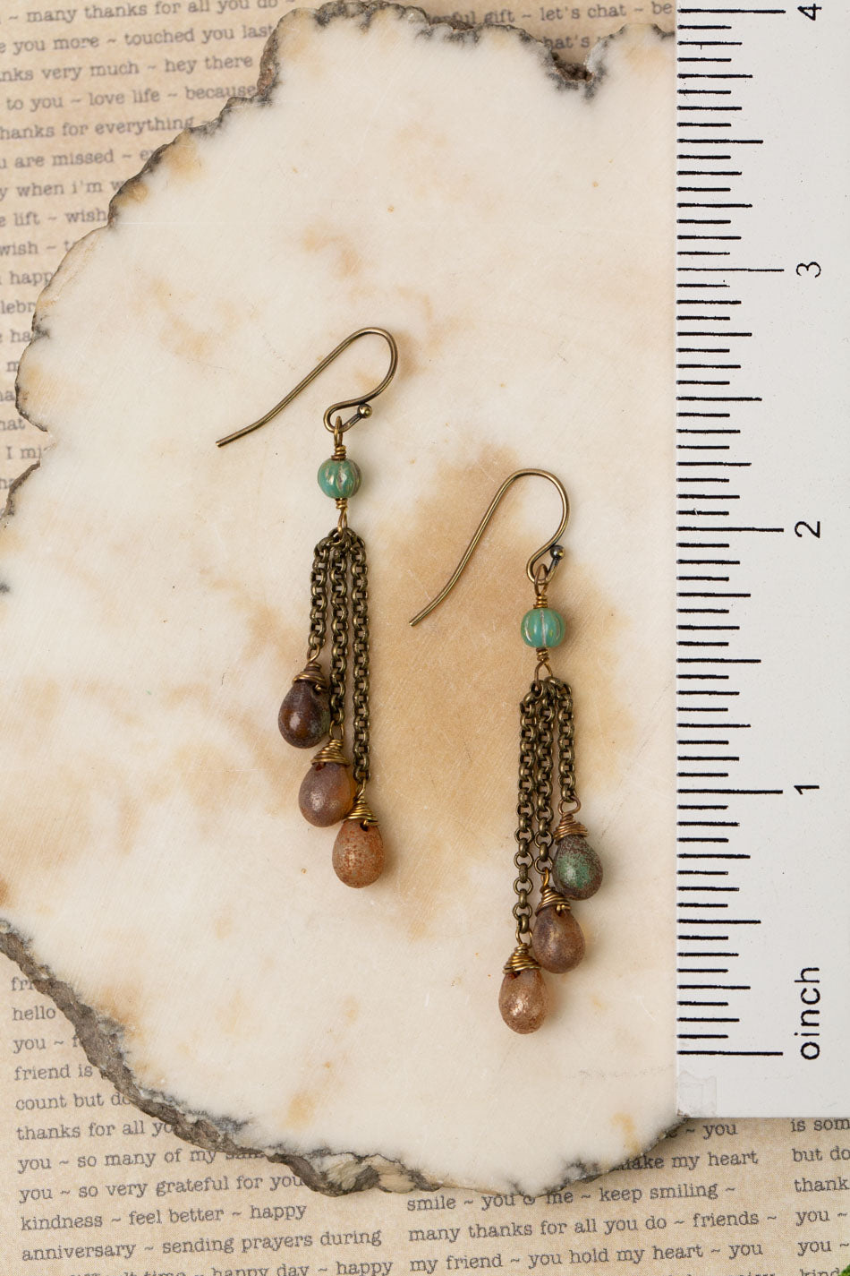 Rustic Creek Czech Glass Briolette Dangle Earrings