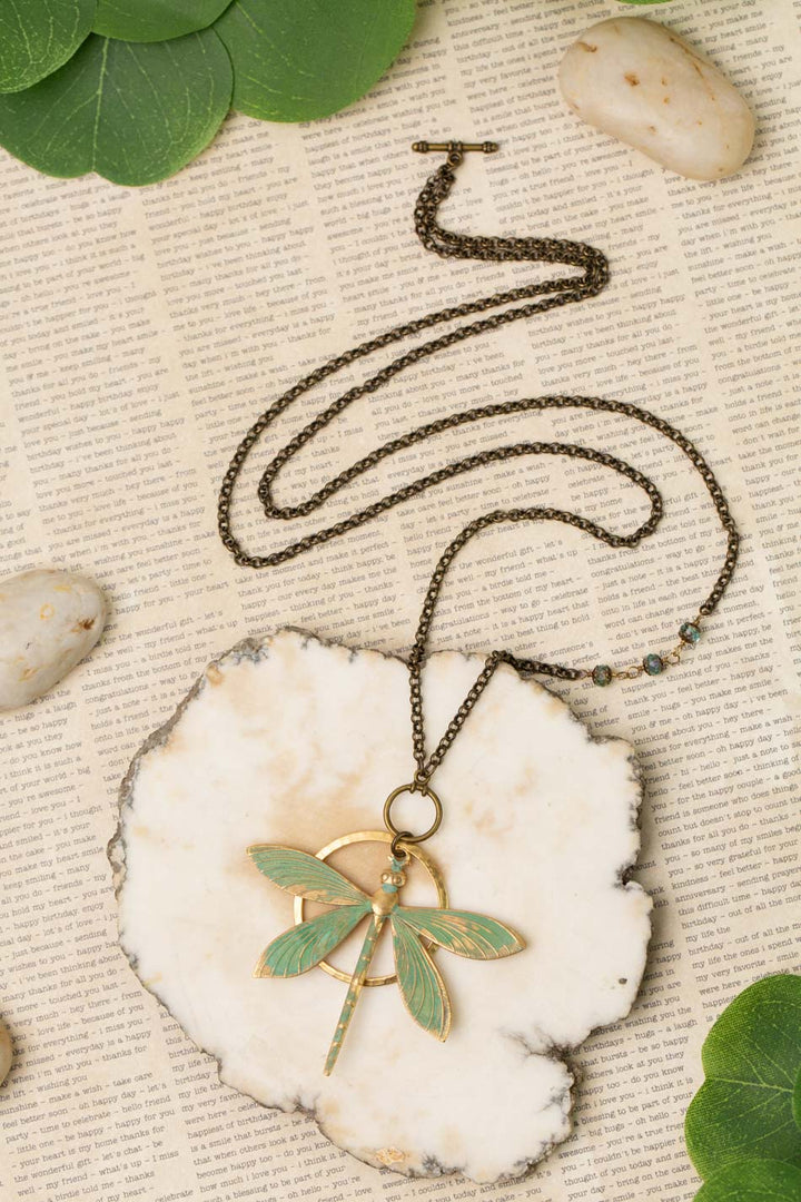 Rustic Creek 16.5 Or 33"" Simple Dragonfly Pendant Necklace