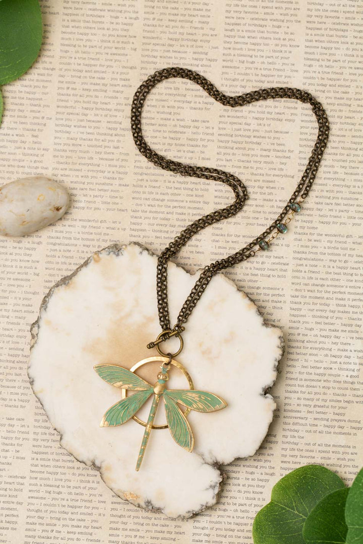 Rustic Creek 16.5 Or 33" Simple Dragonfly Pendant Necklace