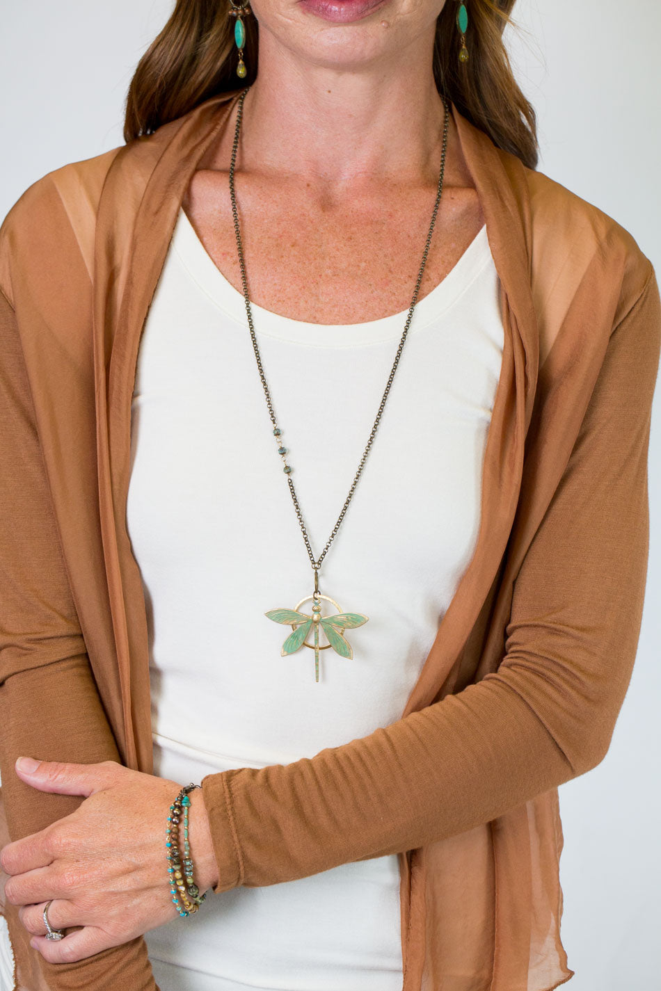 Rustic Creek 16.5 Or 33" Simple Dragonfly Pendant Necklace