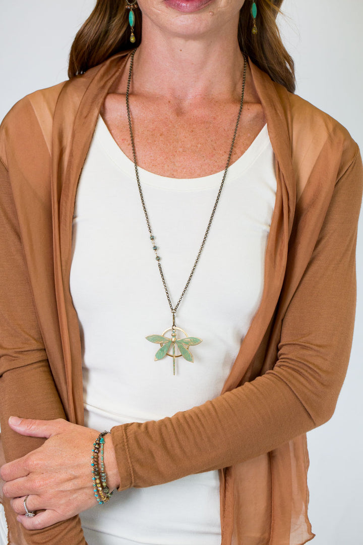 Rustic Creek 16.5 Or 33"" Simple Dragonfly Pendant Necklace