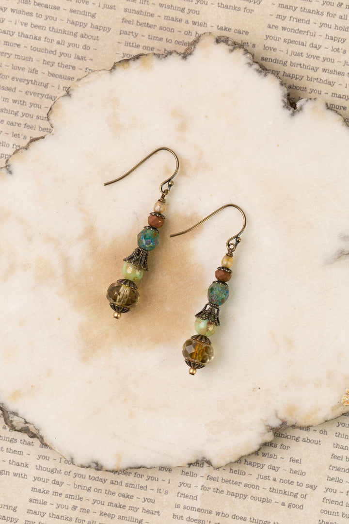 Rustic Creek Czech Glass Stacked Simple Earrings