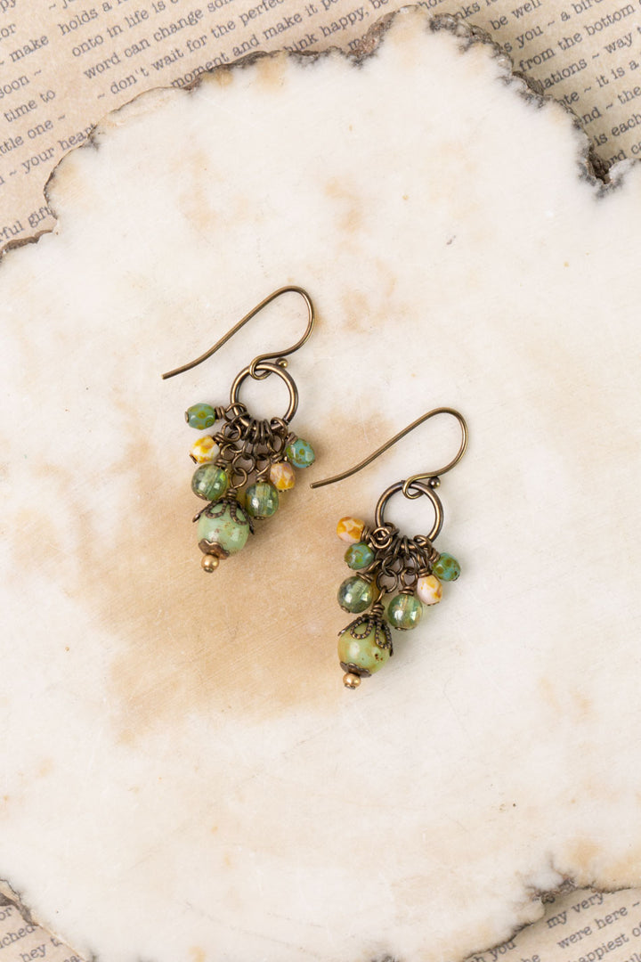 Rustic Creek Czech Glass Cluster Earrings