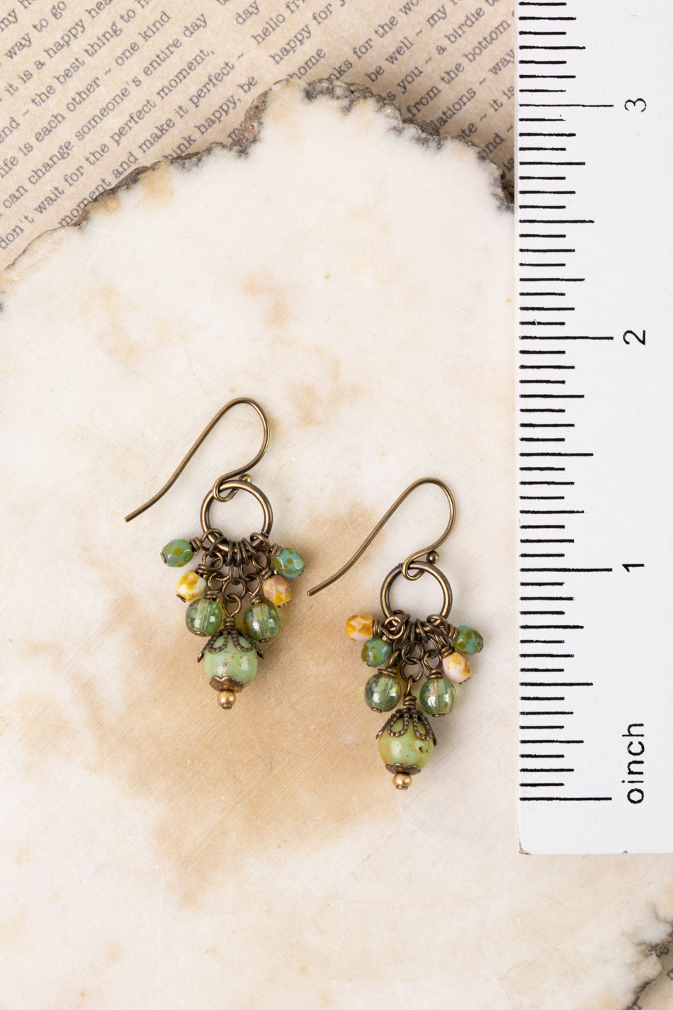 Rustic Creek Czech Glass Cluster Earrings