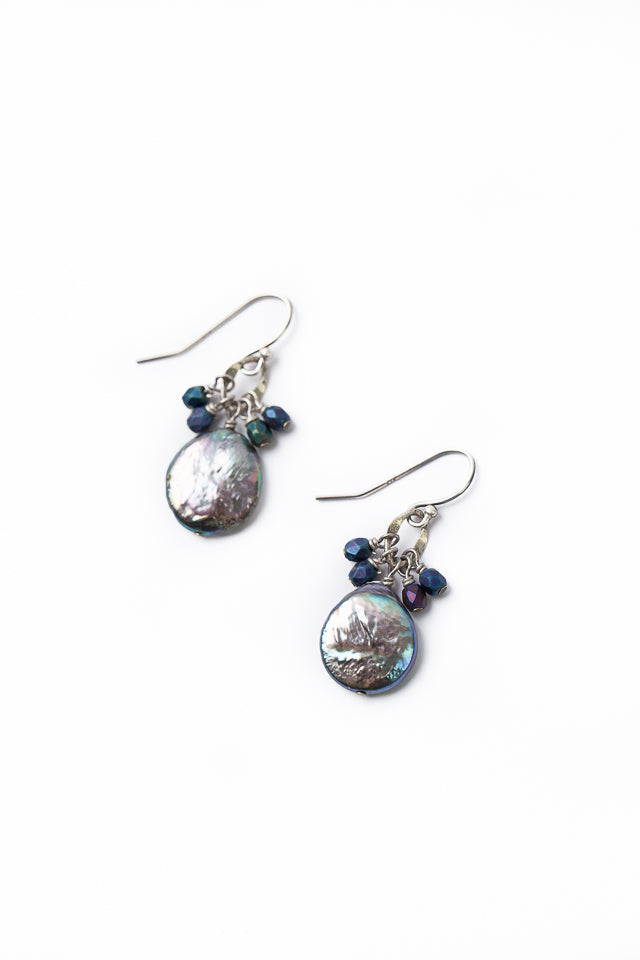 Reflections Pearl Coin Cluster Earrings