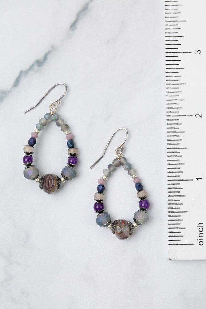 Reflections Crystal, Amethyst, Czech Glass Hoop Earrings