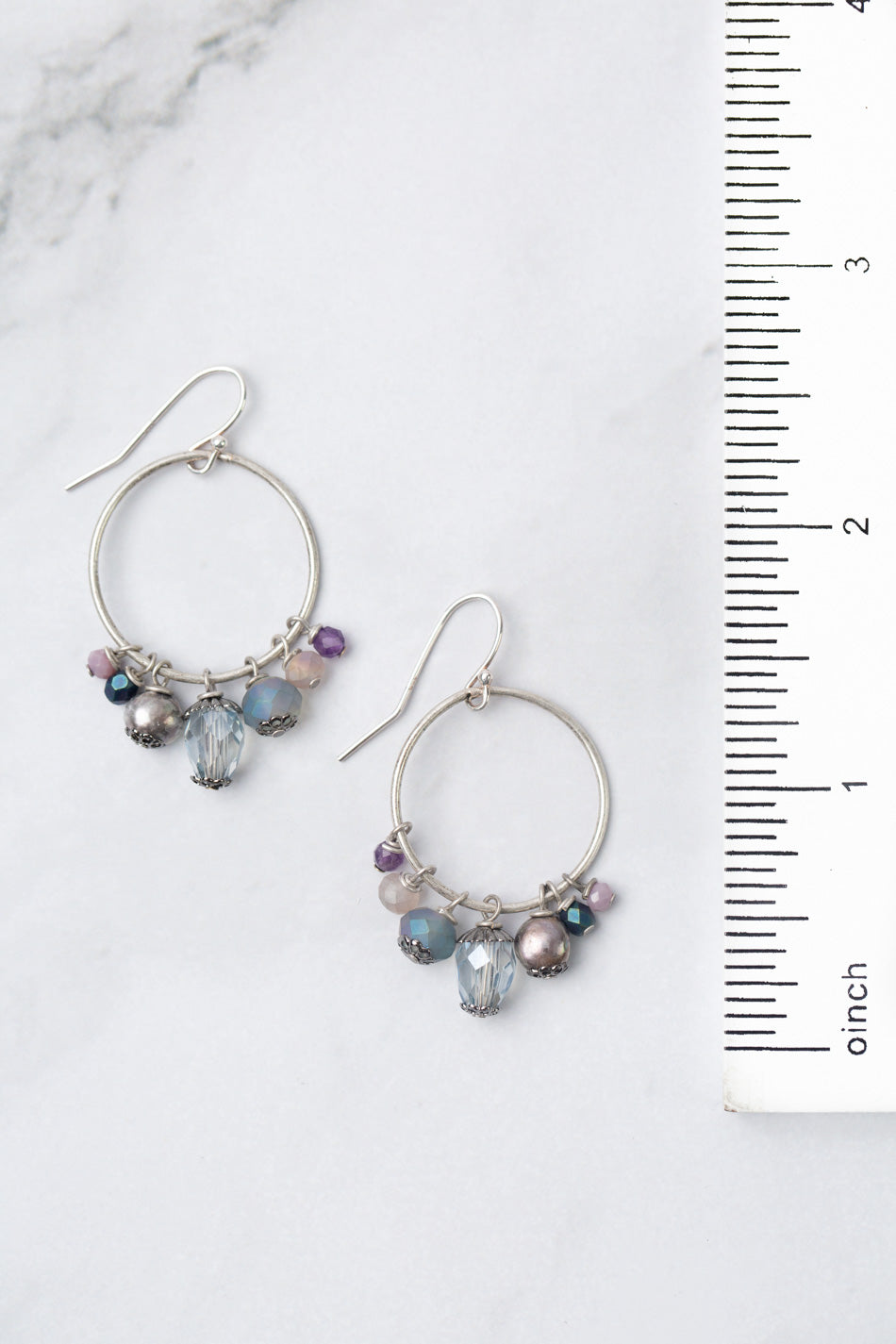 Reflections Crystal, Pearl, Amethyst Cluster Earrings