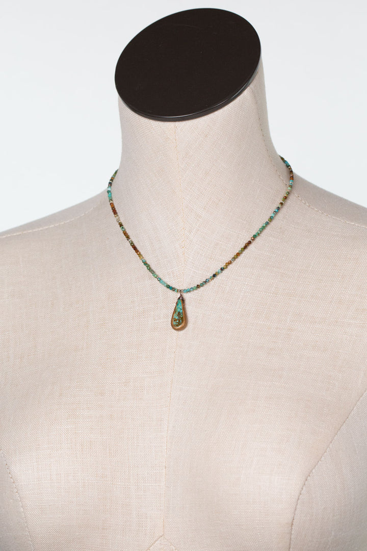Remedy 15-17" Turquoise Teardrop Bezel Simple Necklace