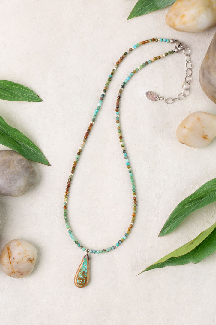 Remedy 15-17" Turquoise Teardrop Bezel Simple Necklace