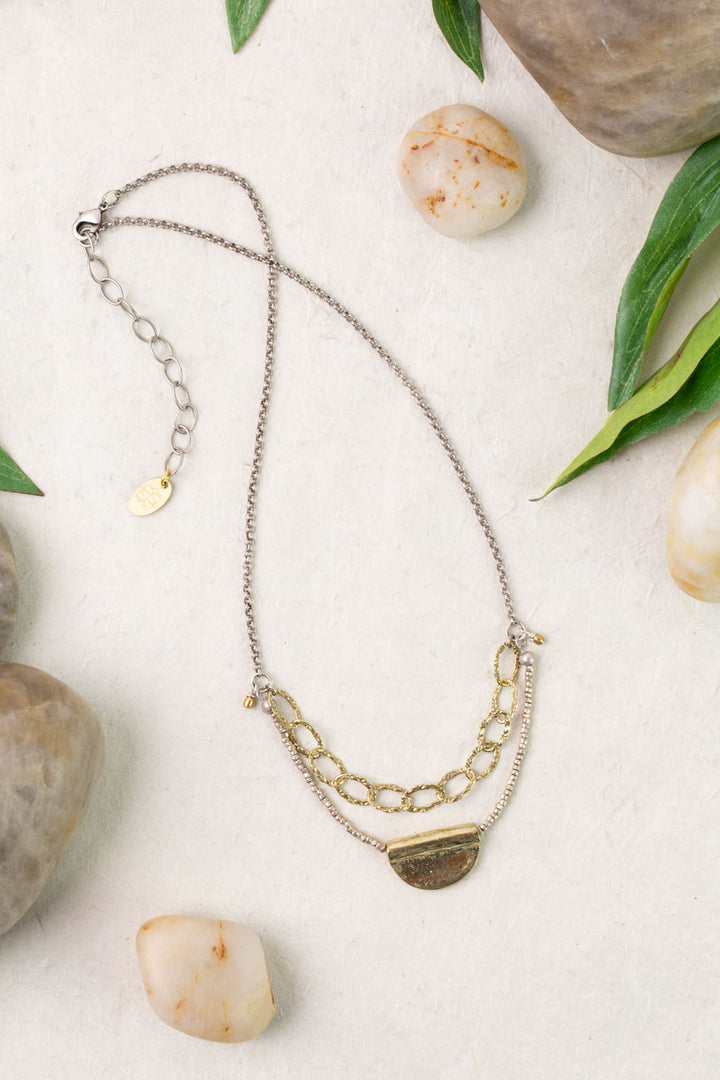 Remedy 15-17" Antique Brass Semicircle Pendant Simple Necklace