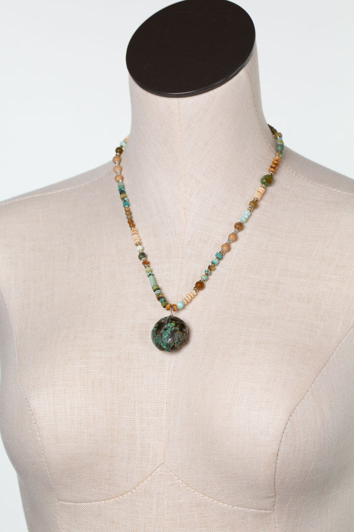 Remedy 18.25-20.25" Jasper, Jade with Turquoise Chunky Circle Simple Necklace
