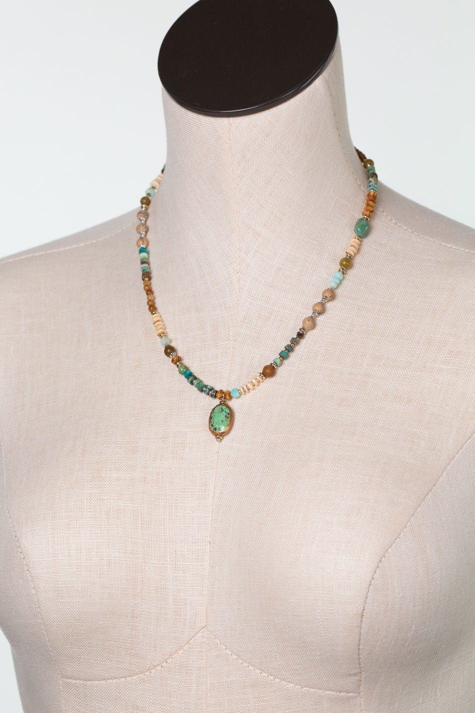 Remedy 18-20" Jasper, Jade with Turquoise Oval Bezel Simple Necklace