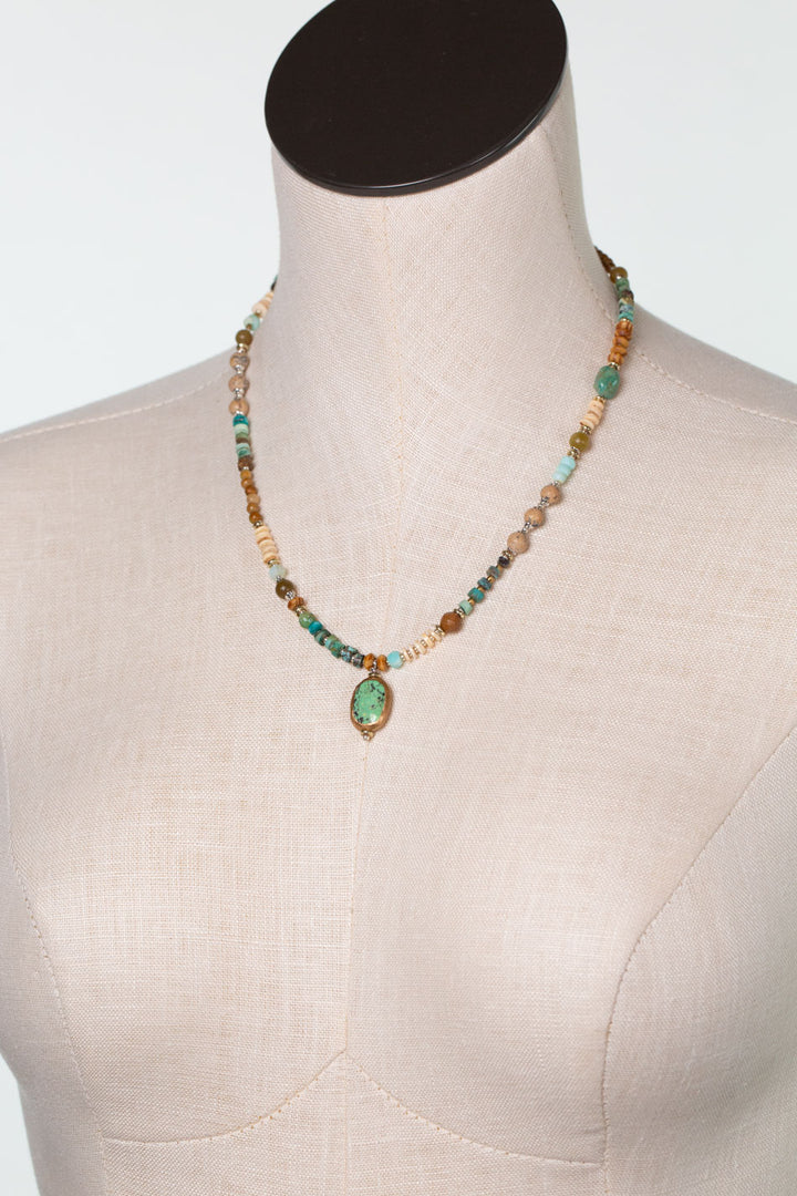 Remedy 18-20" Jasper, Jade with Turquoise Oval Bezel Simple Necklace