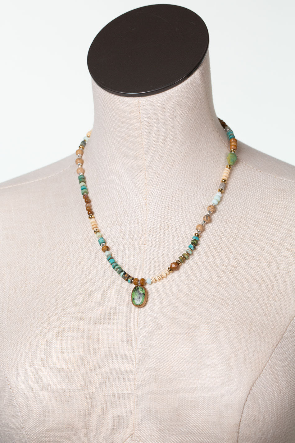 Remedy 18-20" Jasper, Jade with Turquoise Oval Bezel Simple Necklace