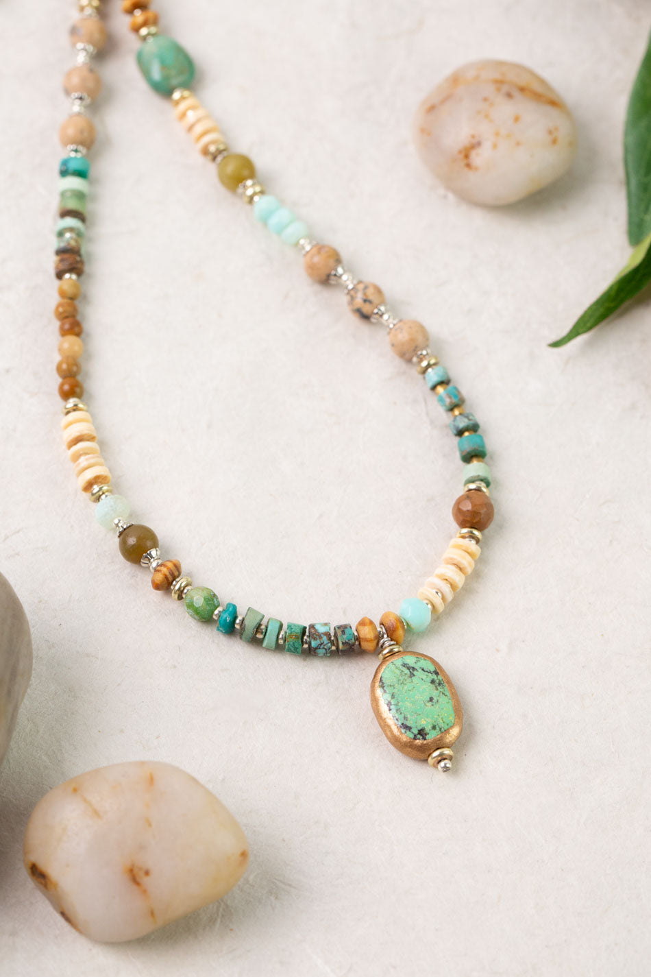 Remedy 18-20" Jasper, Jade with Turquoise Oval Bezel Simple Necklace