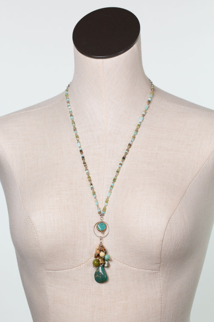 Remedy 23.5-25.5" Jade, Turquoise, Jasper Cluster Necklace