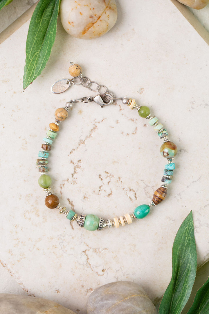 Remedy 7.5-8.5" Jade, Turquoise, Jasper Simple Bracelet