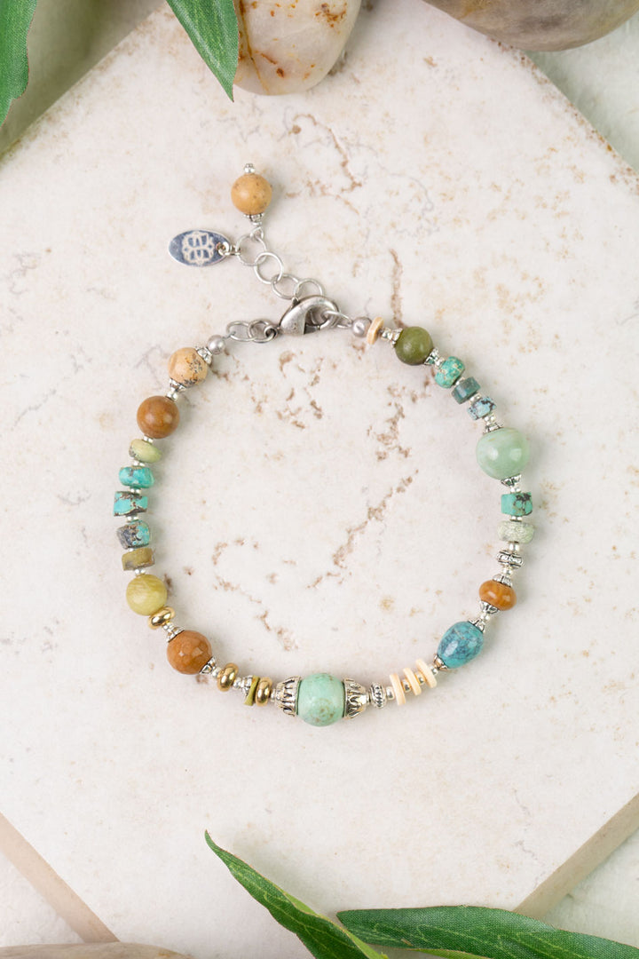 Remedy 7.5-8.5" Jade, Turquoise, Jasper Simple Bracelet