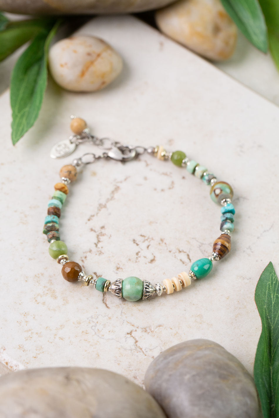 Remedy 7.5-8.5" Jade, Turquoise, Jasper Simple Bracelet