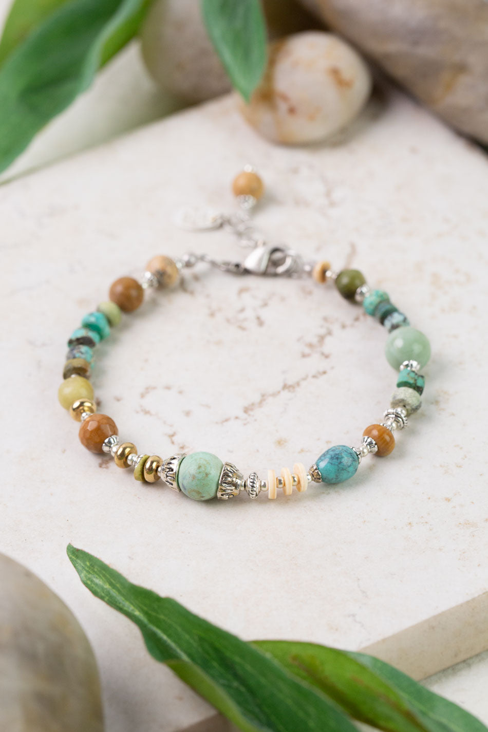 Remedy 7.5-8.5" Jade, Turquoise, Jasper Simple Bracelet