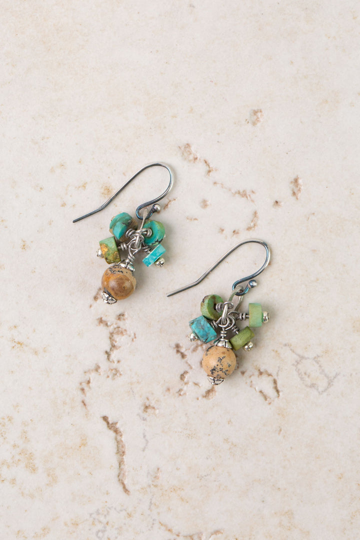 Remedy Jasper, Turquoise Cluster Earrings
