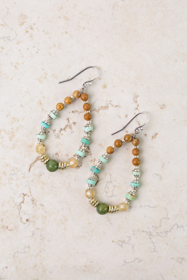 Remedy Turquoise, Jade, Wood Hoop Earrings