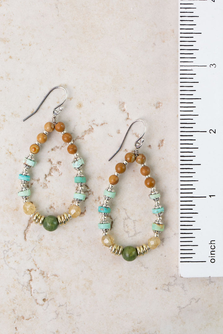 Remedy Turquoise, Jade, Wood Hoop Earrings