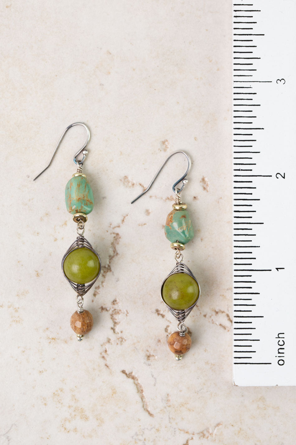 Remedy Turquoise, Jade, Jasper Herringbone Earrings