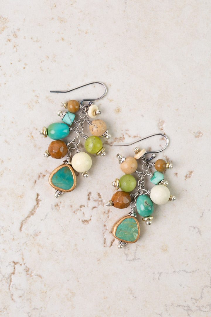 Remedy Turquoise, Jade, Jasper Cluster Earrings