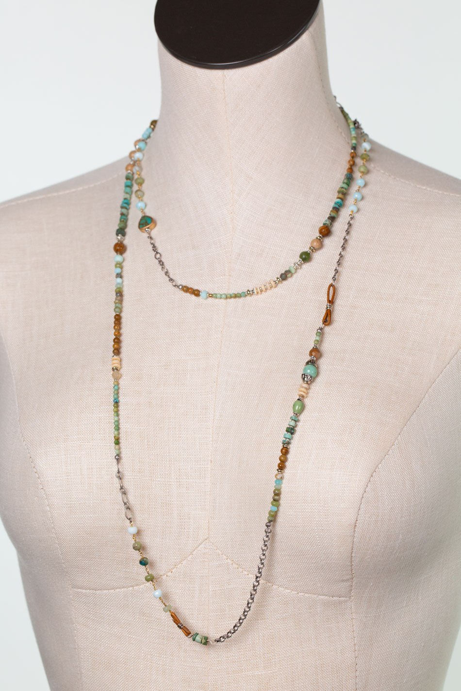 Remedy 53.5-55.5" Jasper, Peruvian Opal, Turquoise Collage Necklace