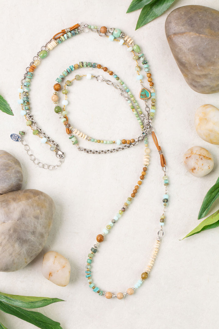 Remedy 53.5-55.5" Jasper, Peruvian Opal, Turquoise Collage Necklace