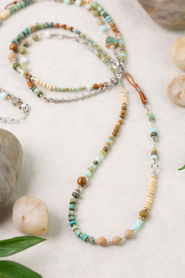 Remedy 53.5-55.5" Jasper, Peruvian Opal, Turquoise Collage Necklace