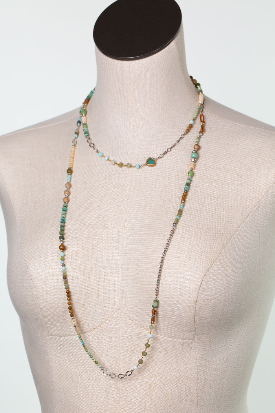 Remedy 53.5-55.5" Jasper, Peruvian Opal, Turquoise Collage Necklace