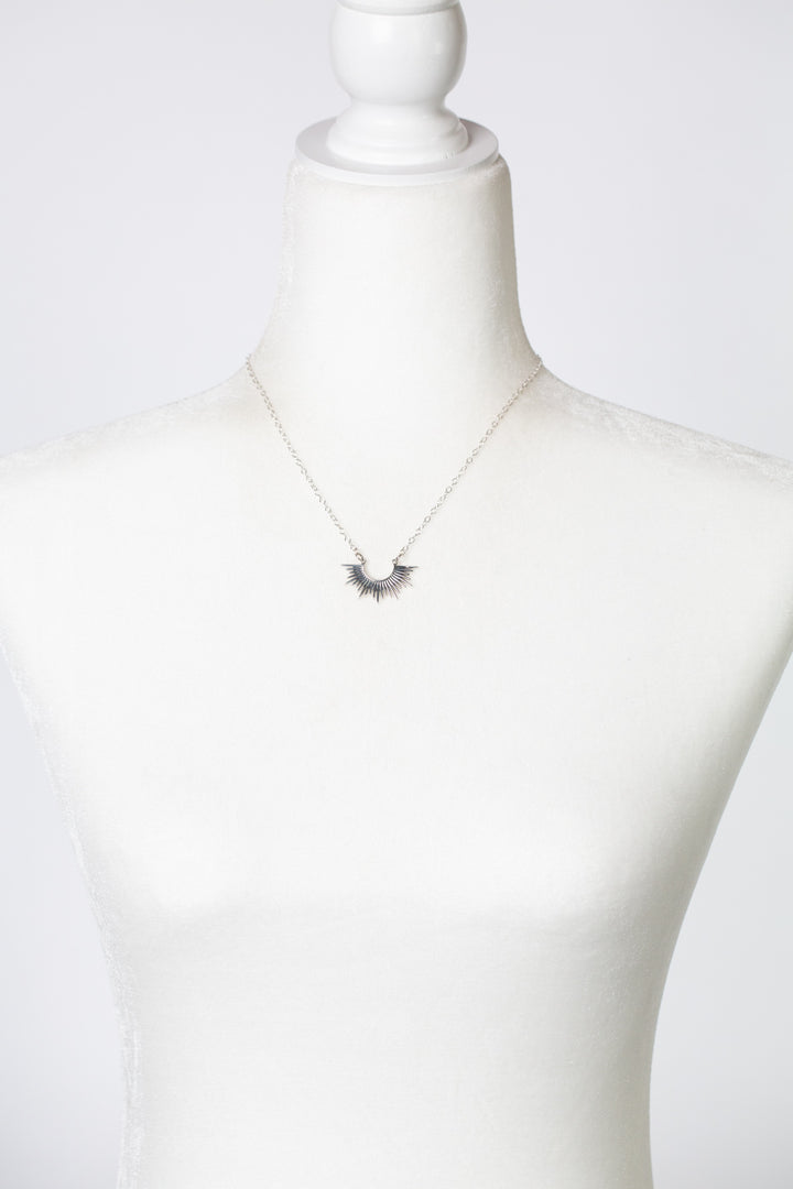 Resilience 16.25-18.25" Sterling Silver Sunburst Simple Necklace