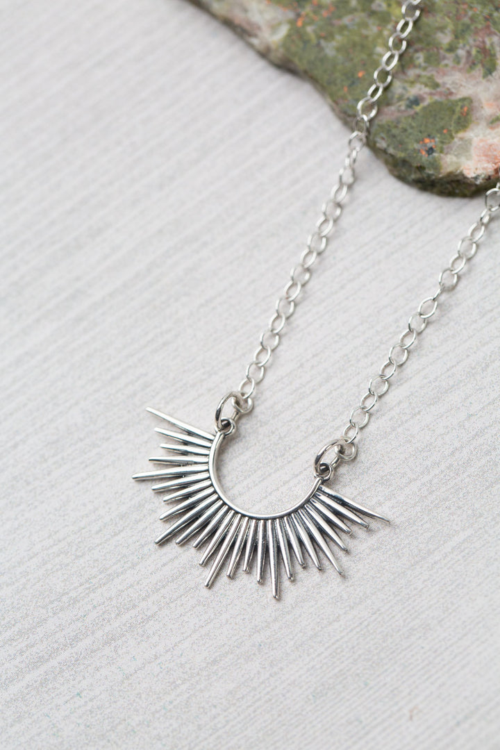 Resilience 16.25-18.25" Sterling Silver Sunburst Simple Necklace