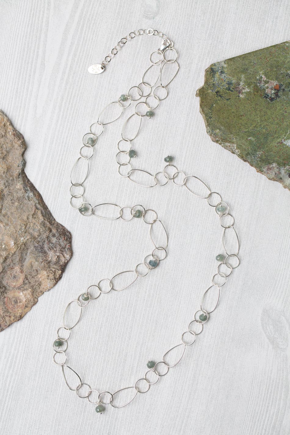 Resilience 25-27" Green Moss Aquamarine Simple Necklace
