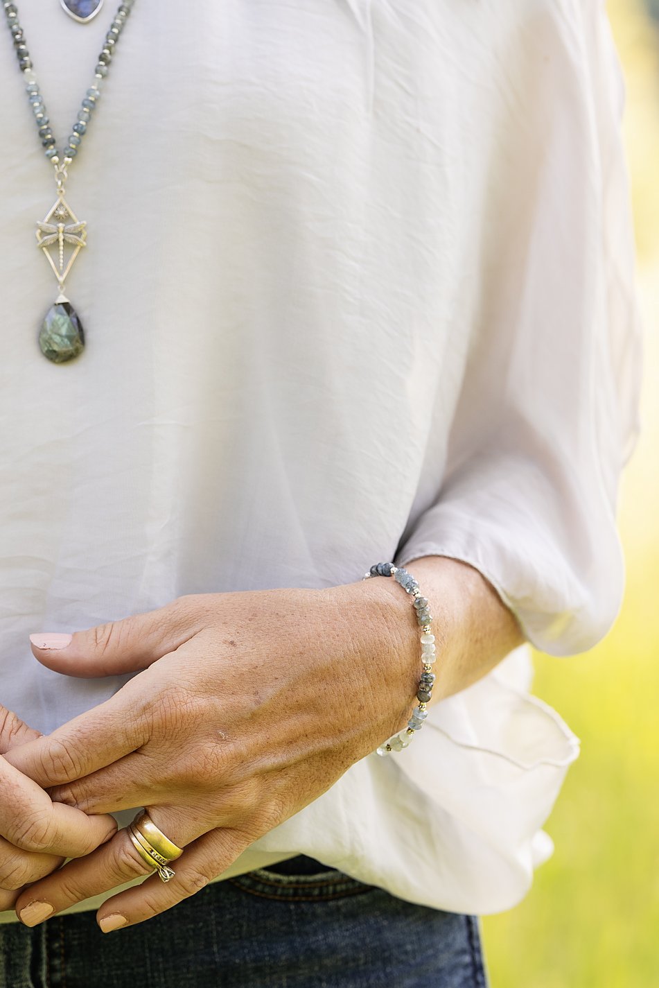 Resilience 7-8.5" Green Moss Aquamarine Simple Bracelet