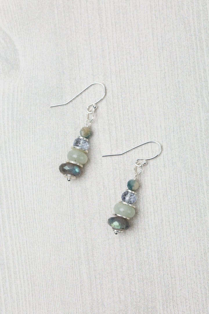 Resilience Aquamarine, Crystal, Sapphire With Labradorite Simple Earrings