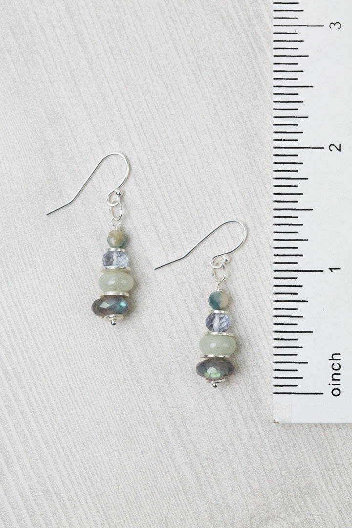 Resilience Aquamarine, Sapphire With Freshwater Pearl Simple Earrings