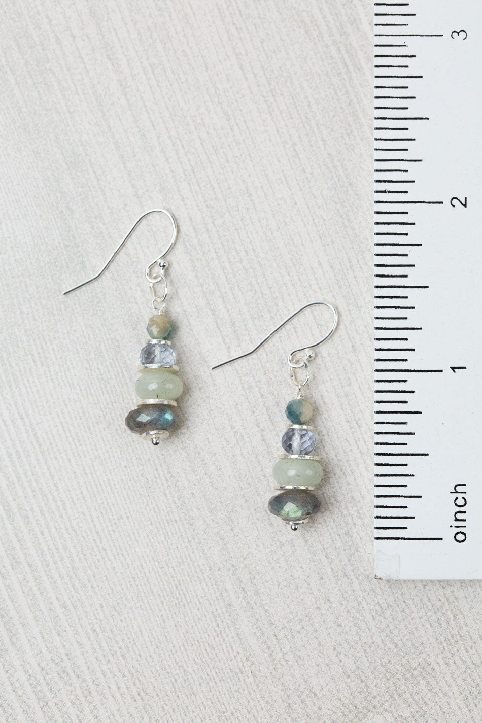 Resilience Aquamarine, Crystal, Sapphire With Labradorite Simple Earrings