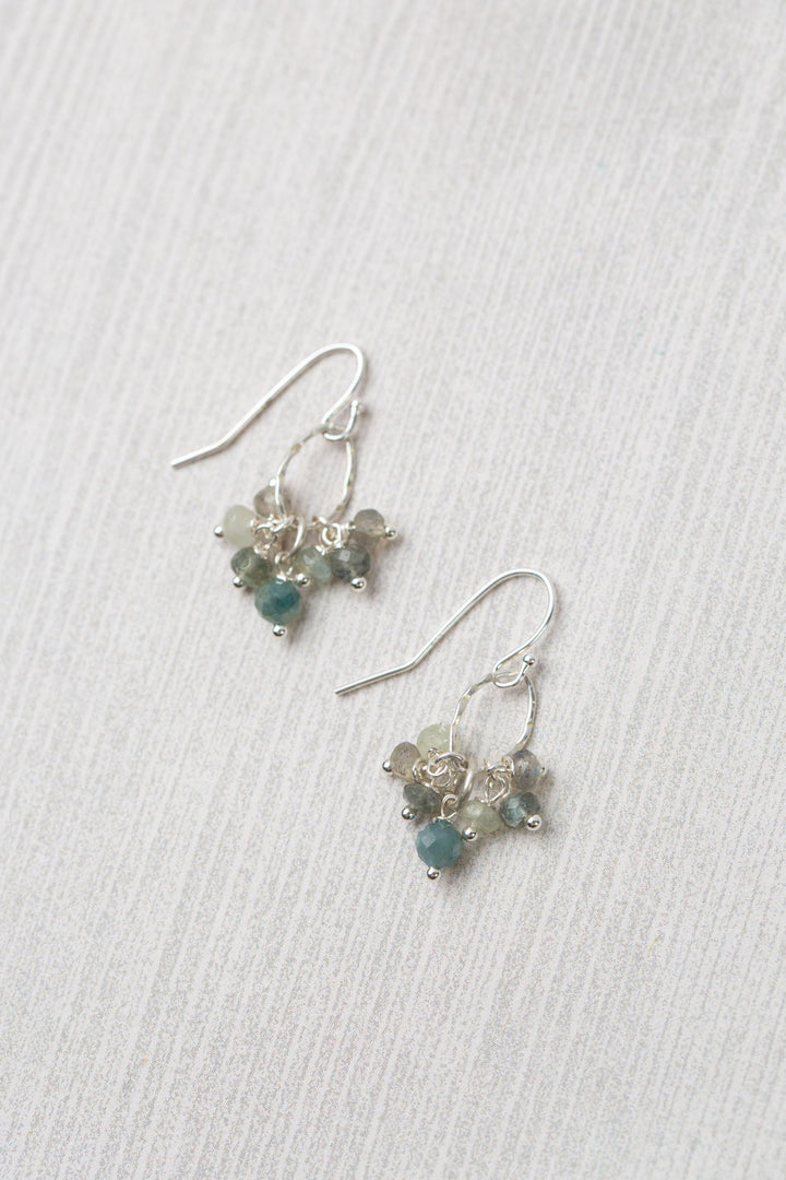 Resilience Prehnite, Sapphire With Labradorite Cluster Earrings