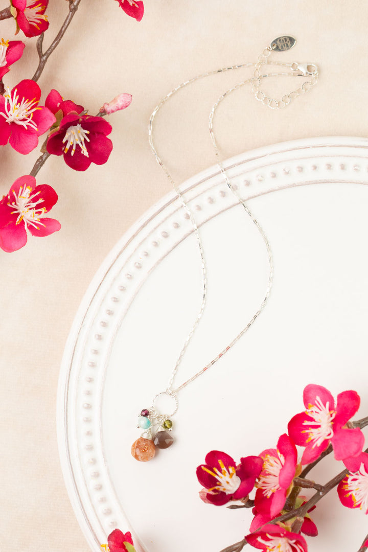 Revolution 15-17" Moonstone, Sunstone, Amazonite Cluster Necklace